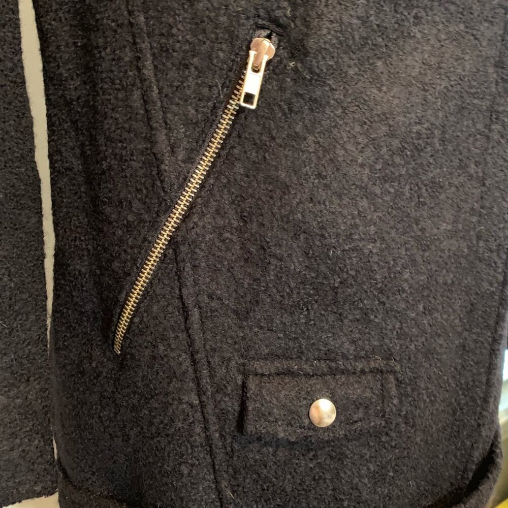 The Kooples navy blue wool blend moto biker coat size 34 or Extra Small XS - Picture 5 of 16